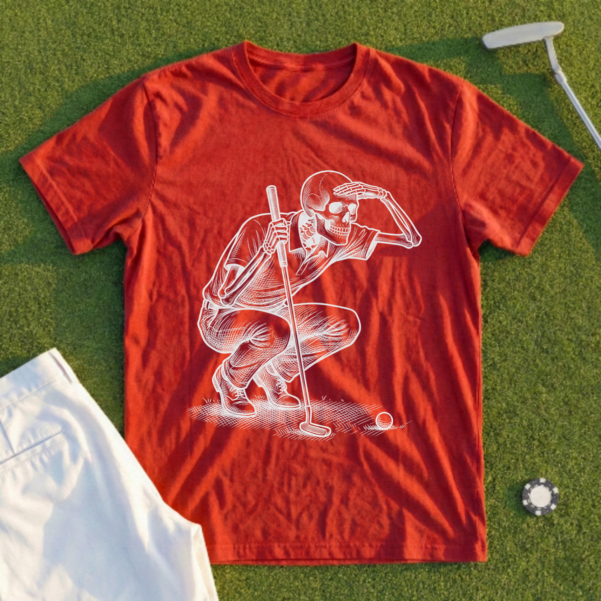 Skeleton, Lining Up The Putt Tee