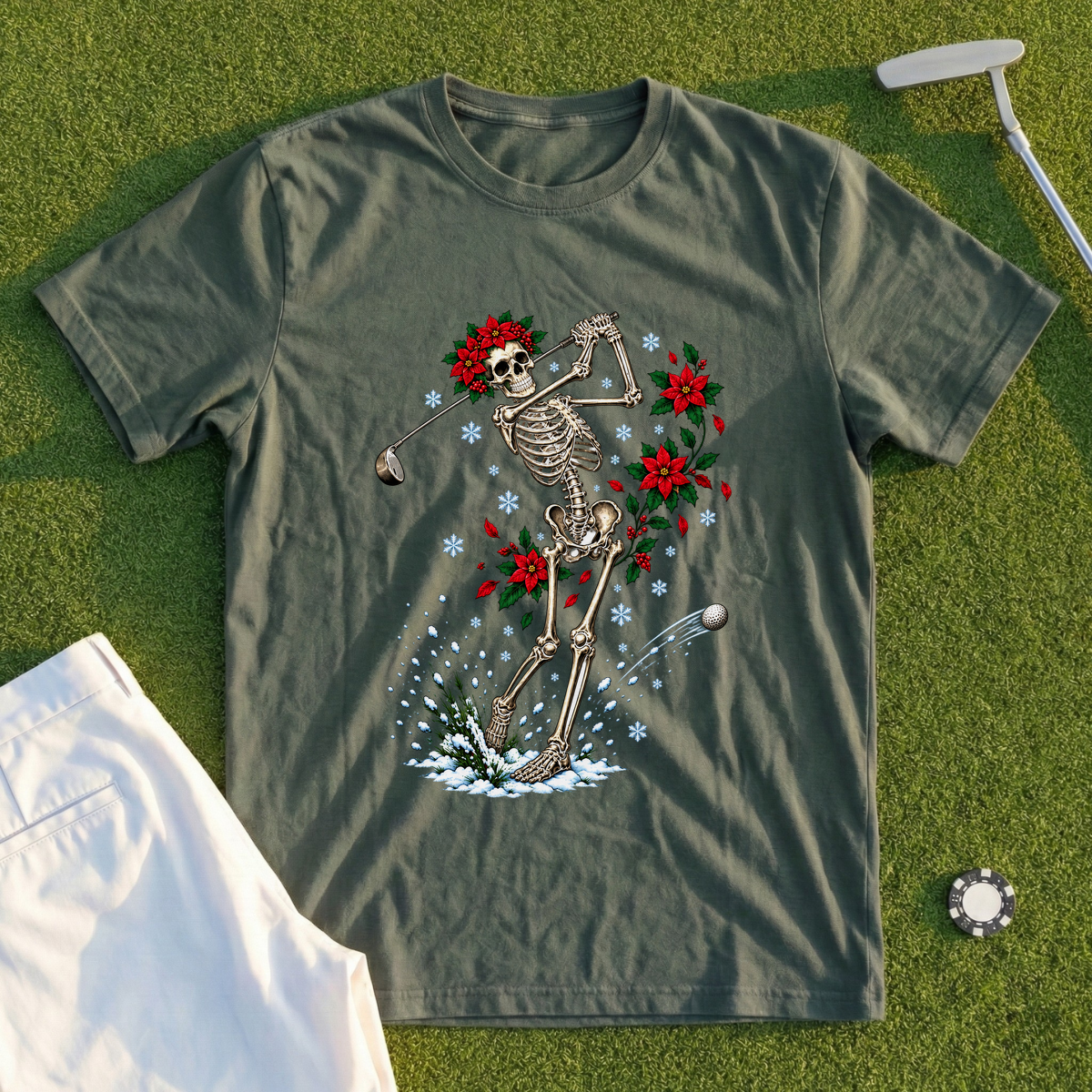 Skeleton Swing Christmas Tee