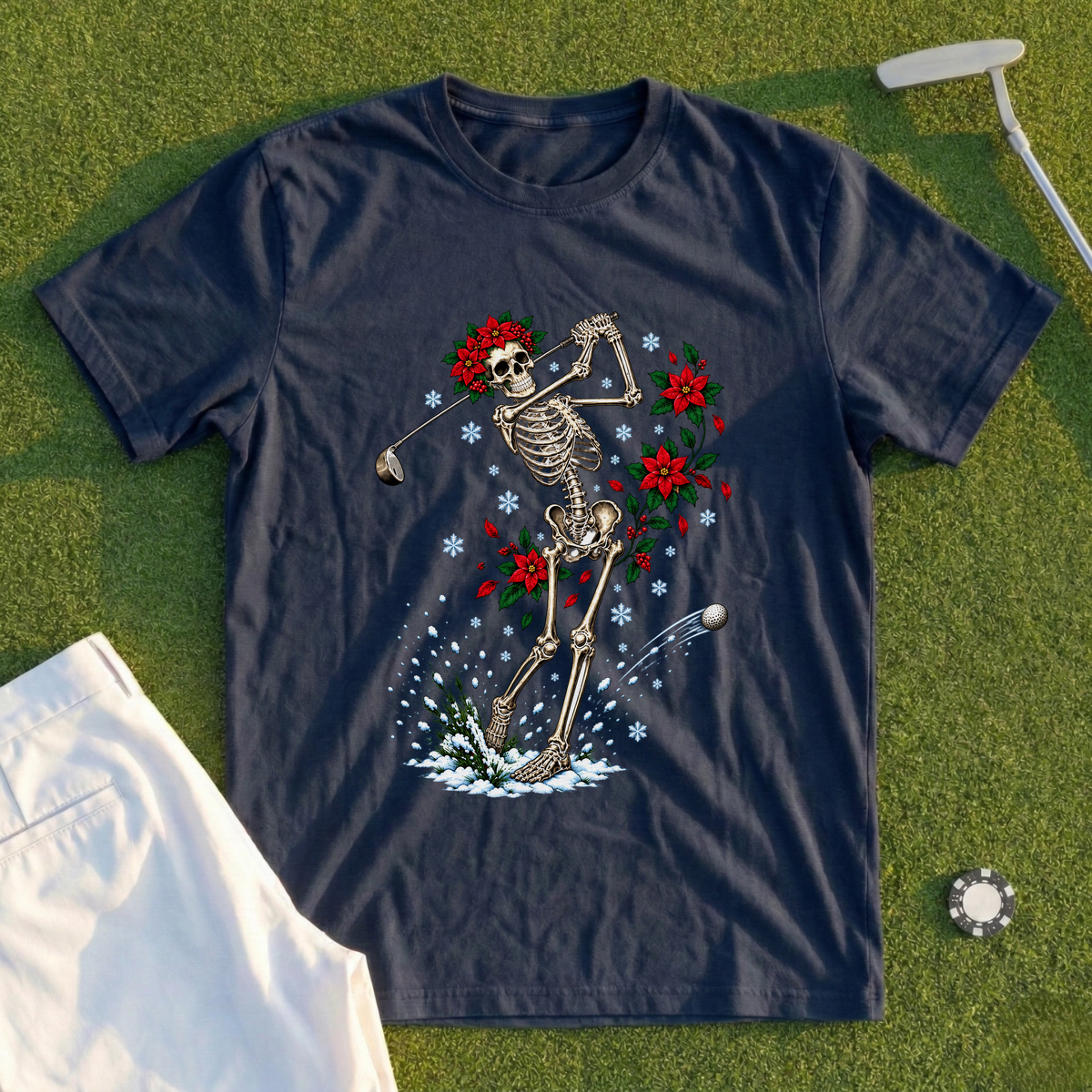 Skeleton Swing Christmas Tee