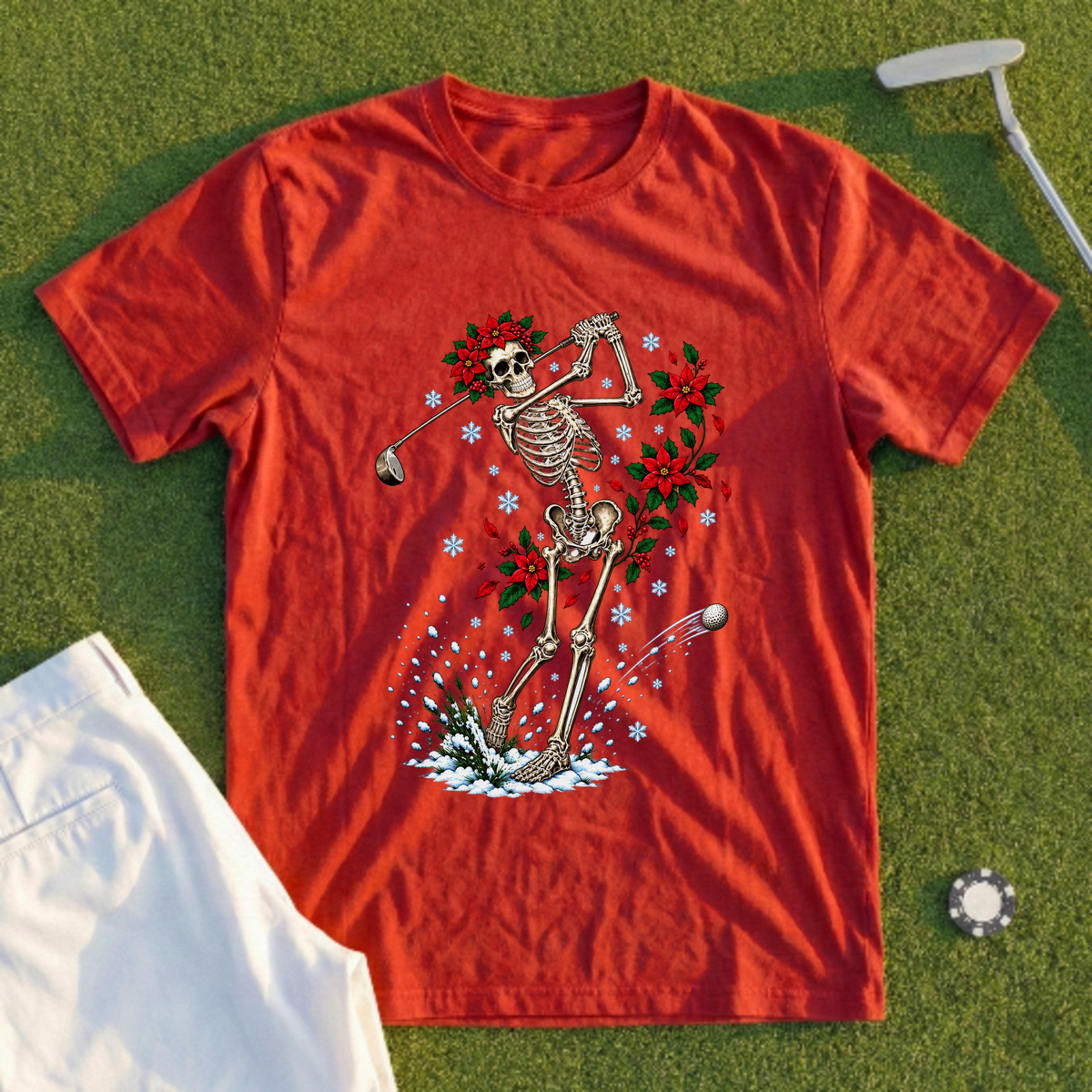 Skeleton Swing Christmas Tee
