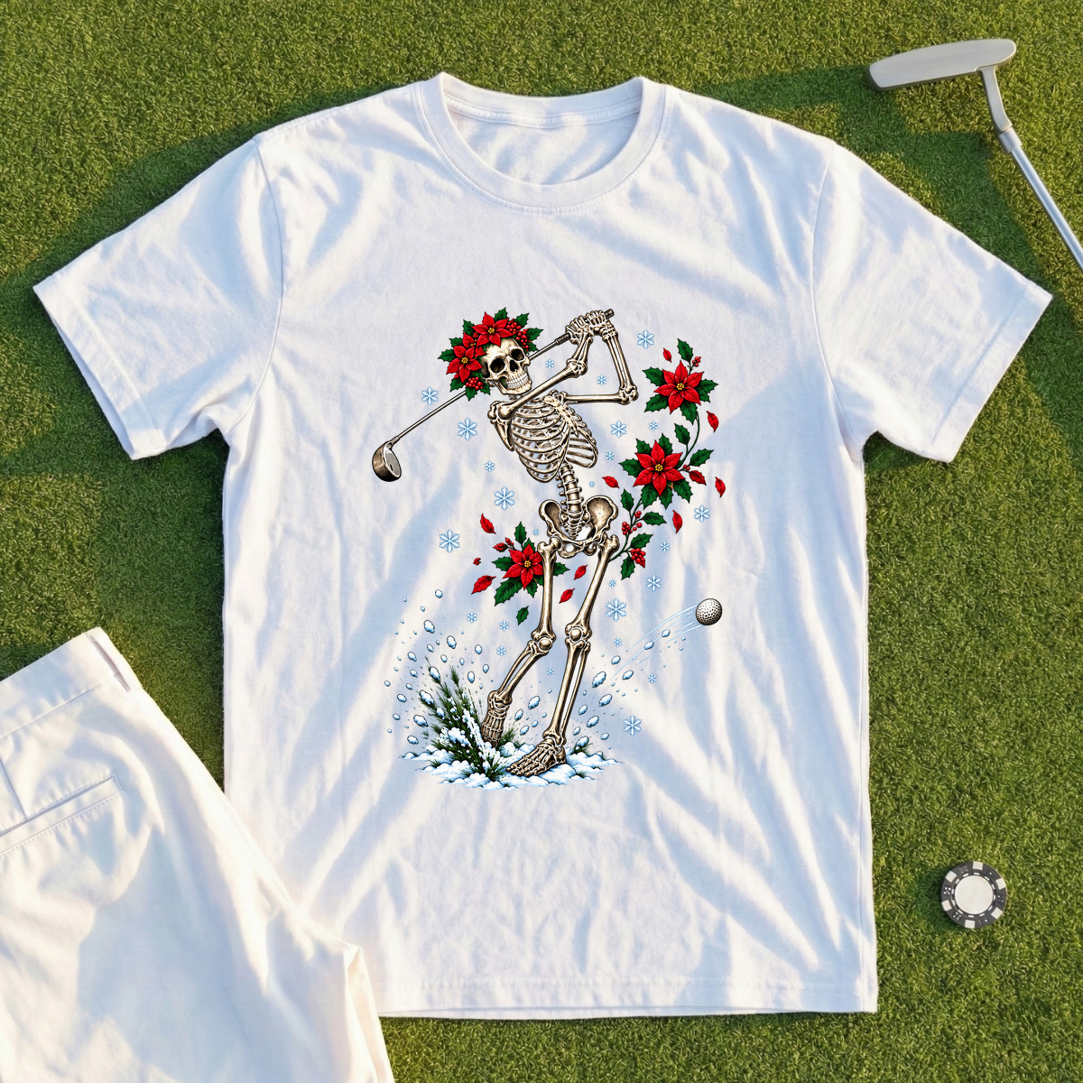 Skeleton Swing Christmas Tee