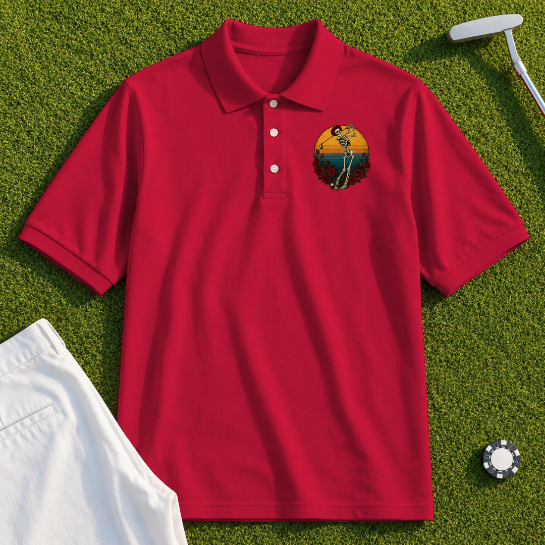 Skeleton Swing Sunset Performance Polo