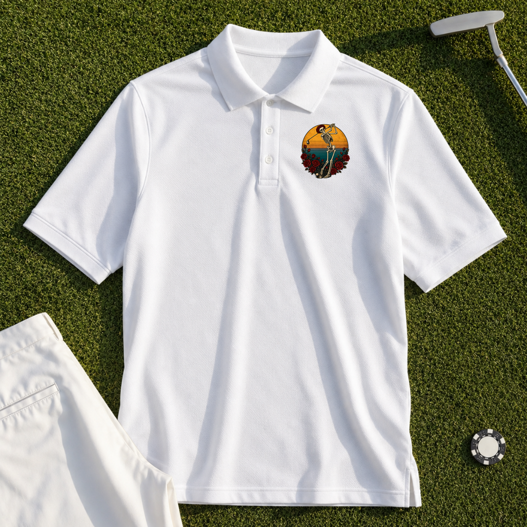 Skeleton Swing Sunset Performance Polo
