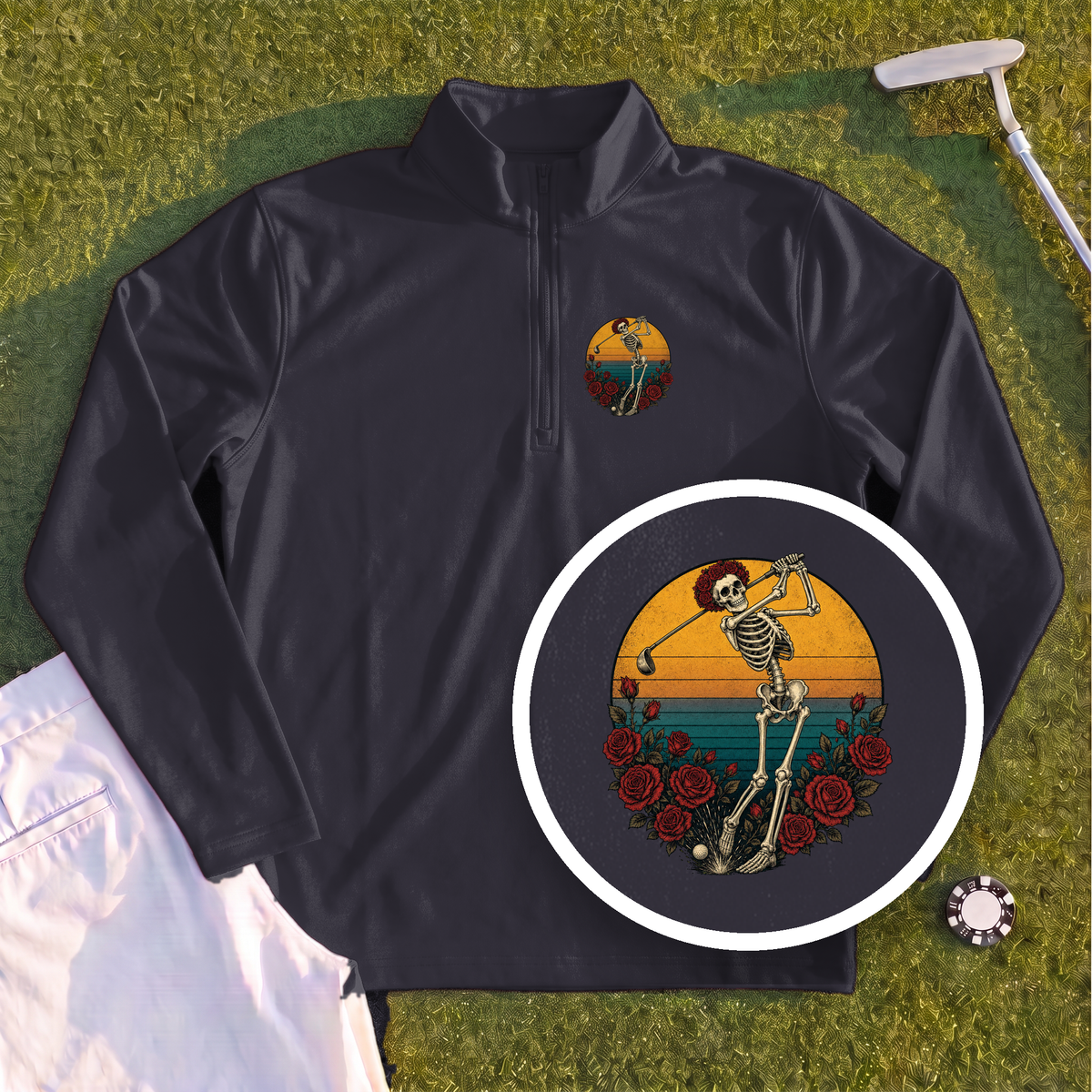 Skeleton Swing Sunset Quarter Zip