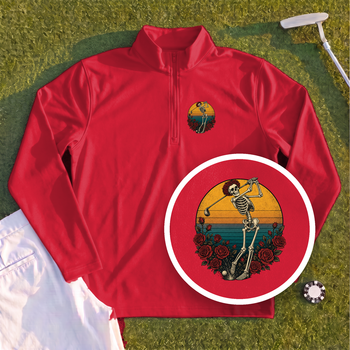 Skeleton Swing Sunset Quarter Zip