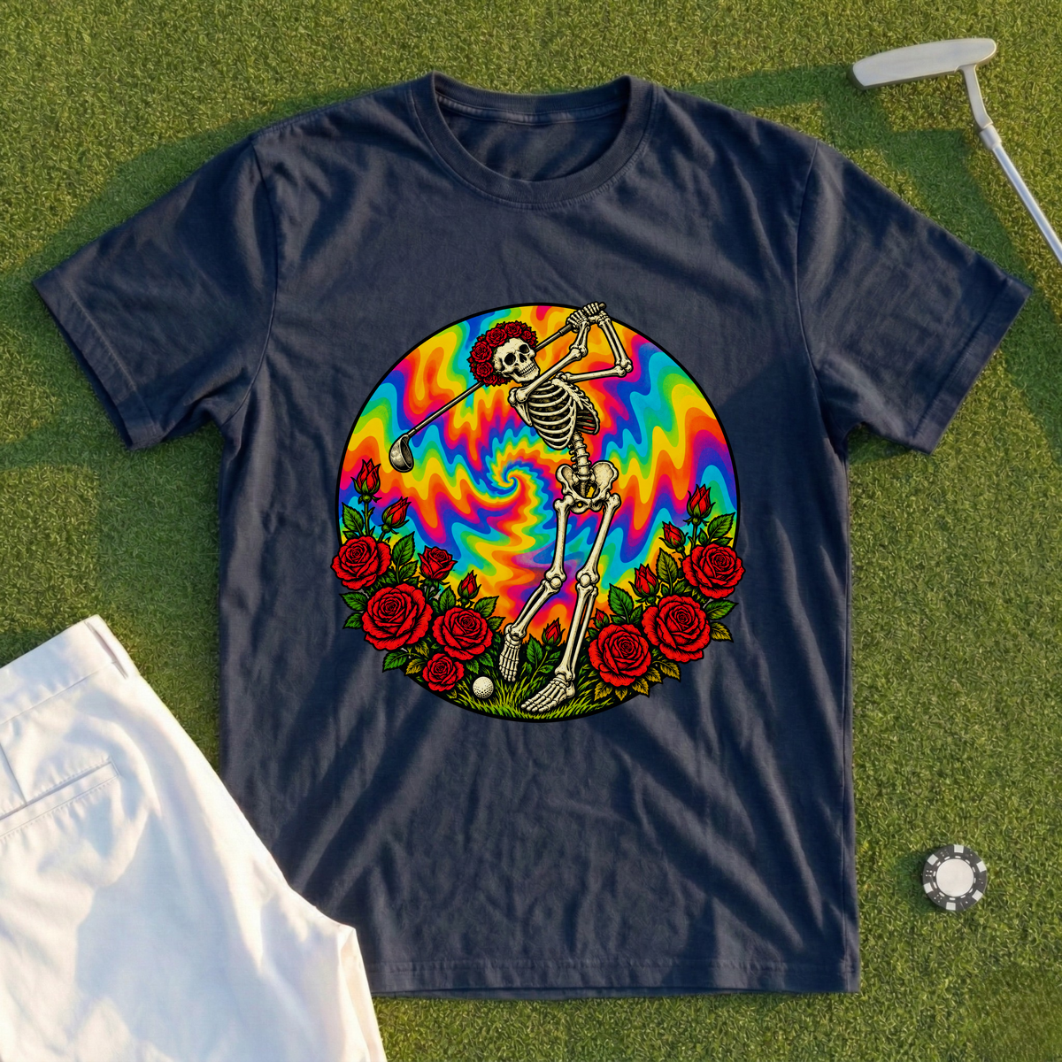 Skeleton Swing Sunset Tie-Dye Tee