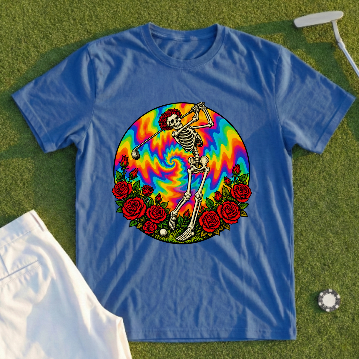 Skeleton Swing Sunset Tie-Dye Tee