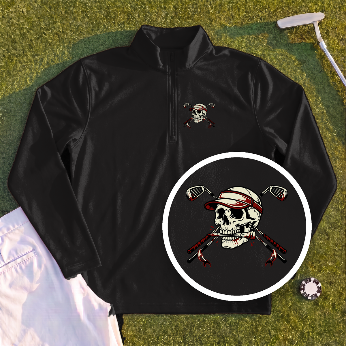 Skull and Cross Clubs Color Quarter Zip
