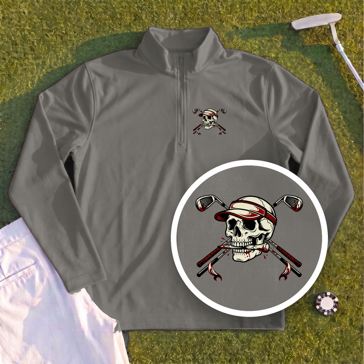 Skull and Cross Clubs Color Quarter Zip