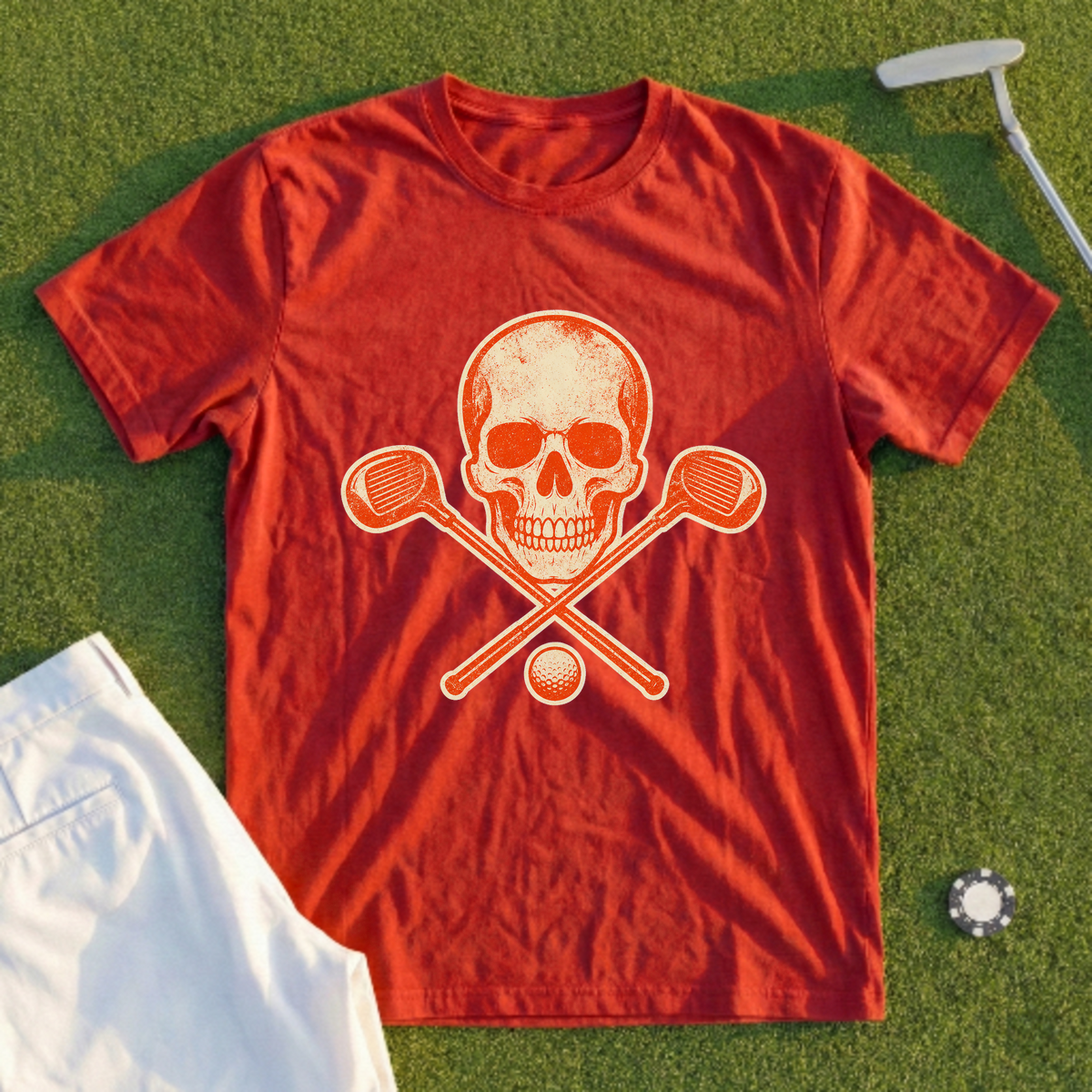 Skull & Crossed Clubs, One-Ink Stamp Tee