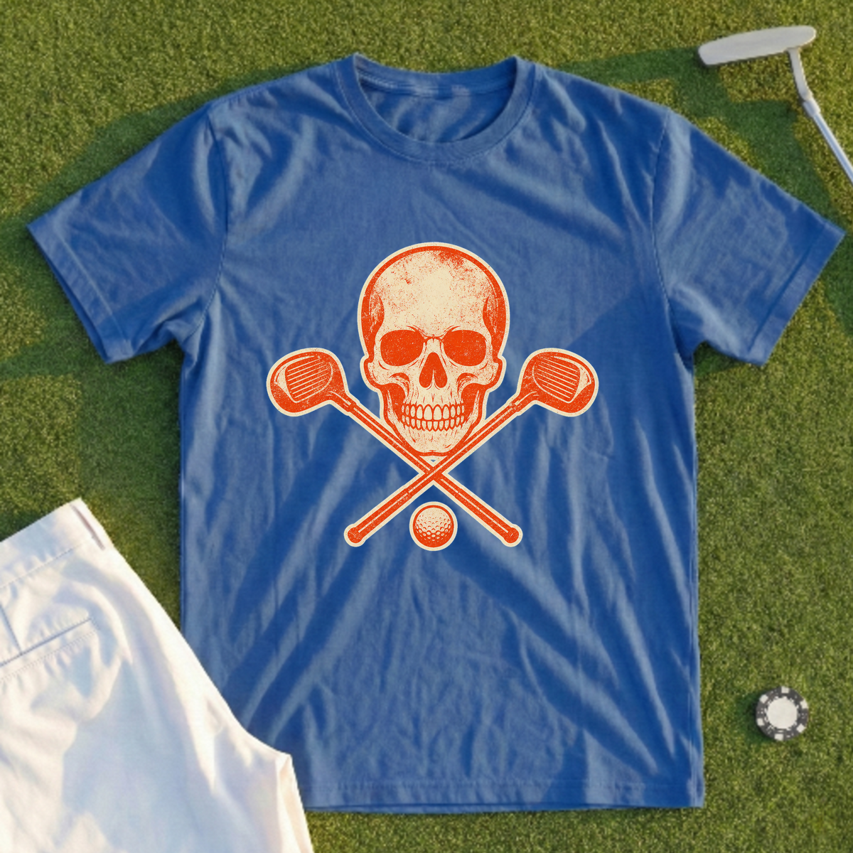 Skull & Crossed Clubs, One-Ink Stamp Tee
