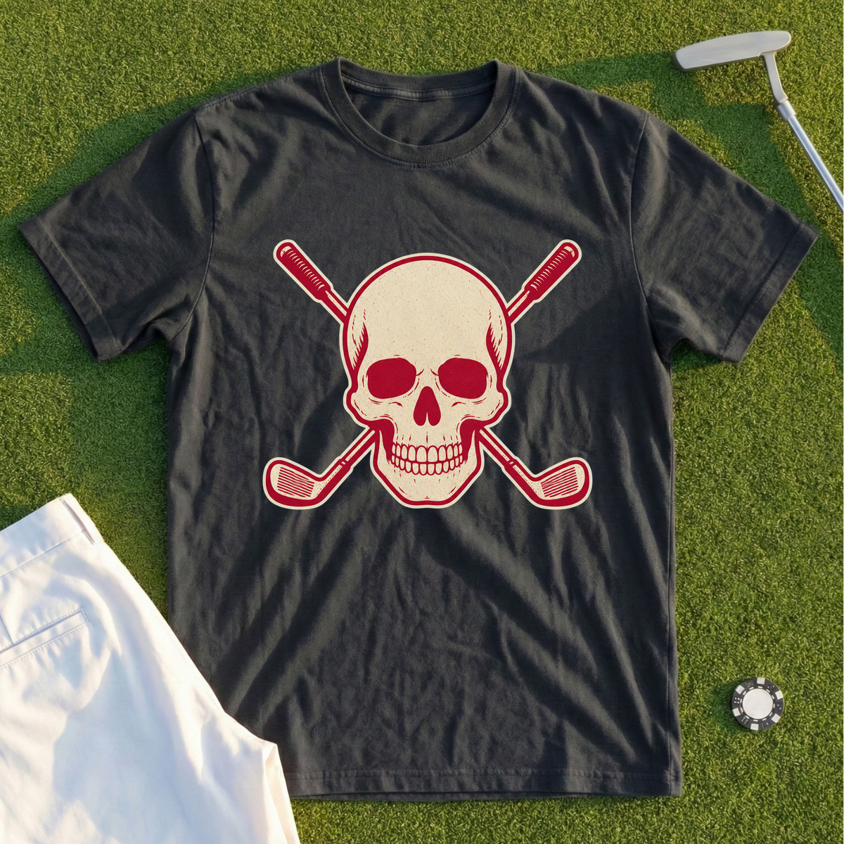 Skull & Crossed Clubs, Two-Tone Vintage Tee