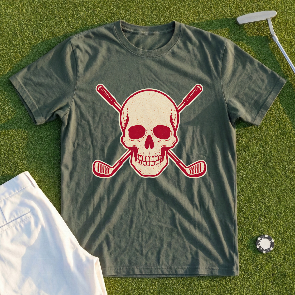 Skull & Crossed Clubs, Two-Tone Vintage Tee