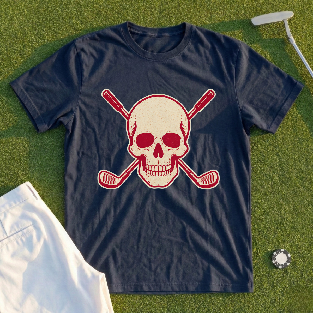 Skull & Crossed Clubs, Two-Tone Vintage Tee