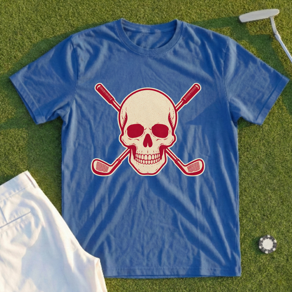 Skull & Crossed Clubs, Two-Tone Vintage Tee