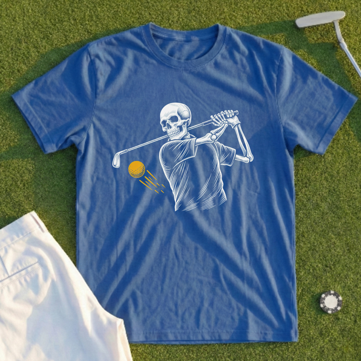Skull Silhouette, Mid-Swing Engraving Tee