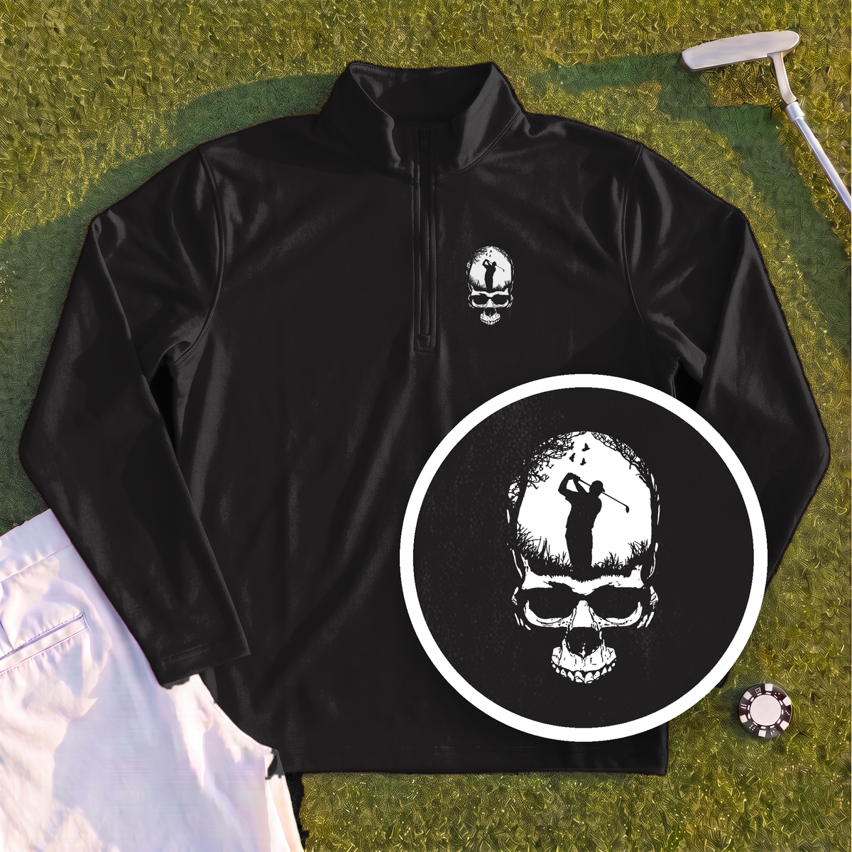Skull Silhouette Quarter Zip
