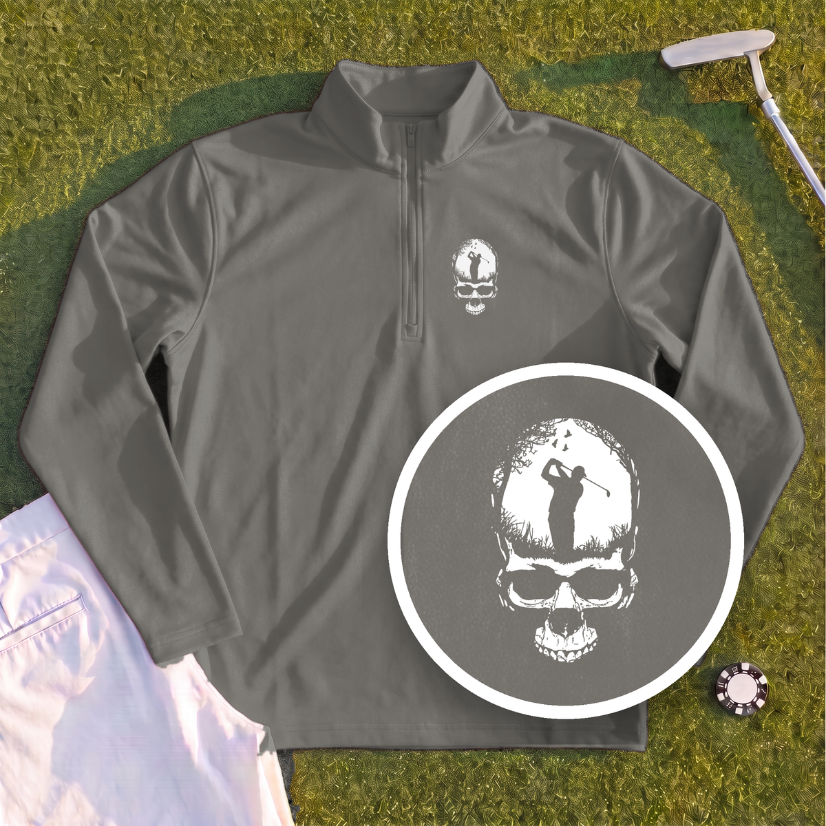 Skull Silhouette Quarter Zip