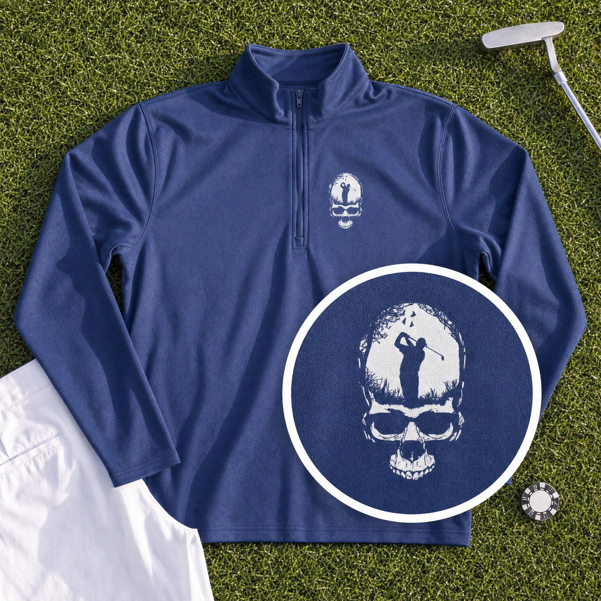 Skull Silhouette Quarter Zip