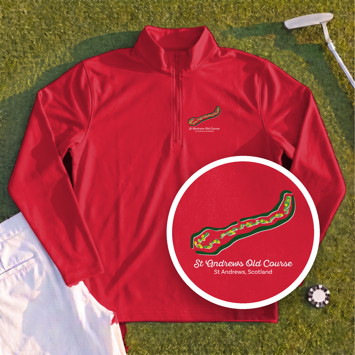 St Andrews Course Map Quarter Zip