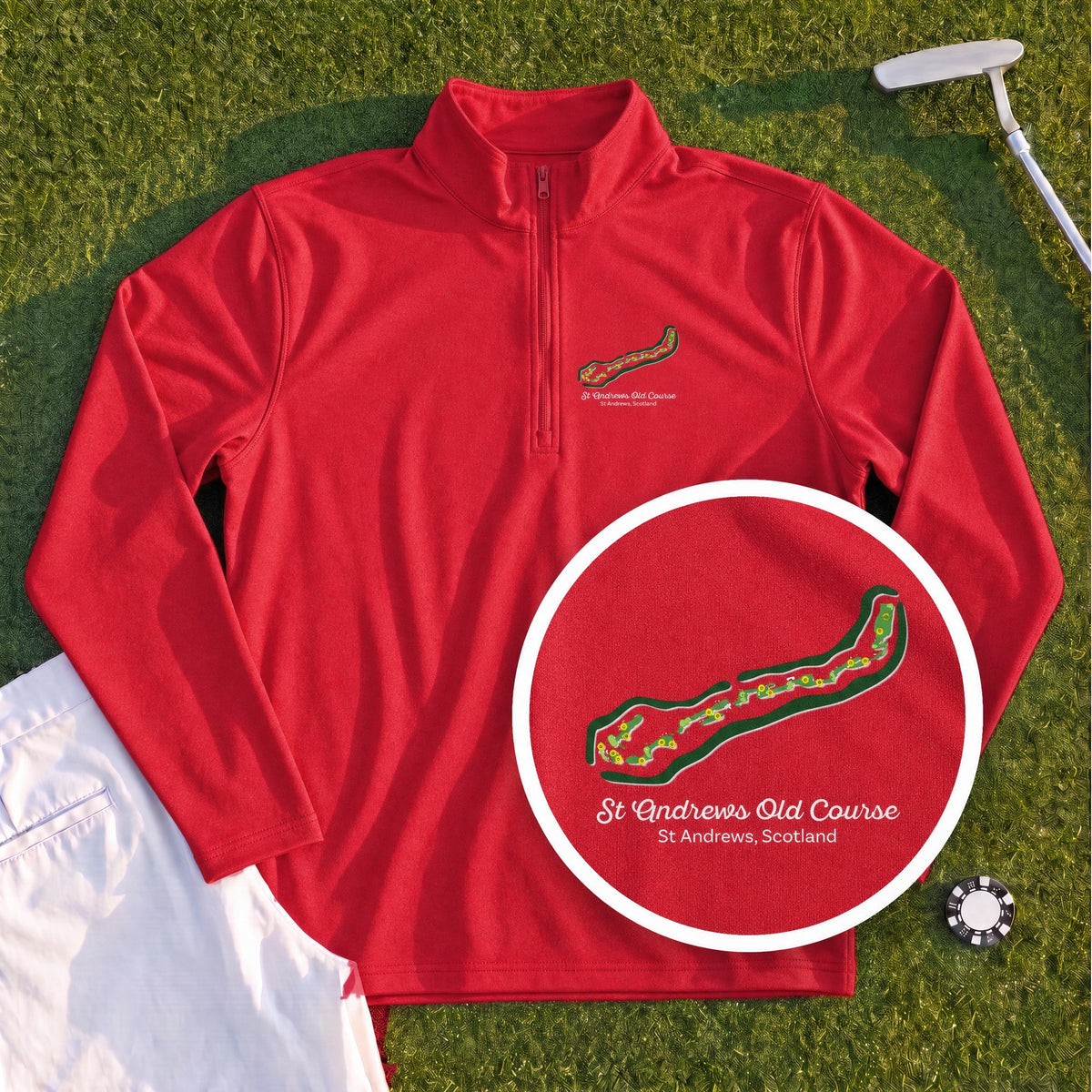 St Andrews Course Map Quarter Zip