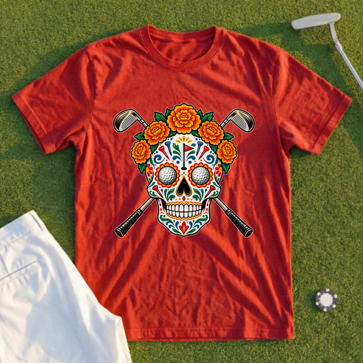 Sugar Skull Golfer Tee