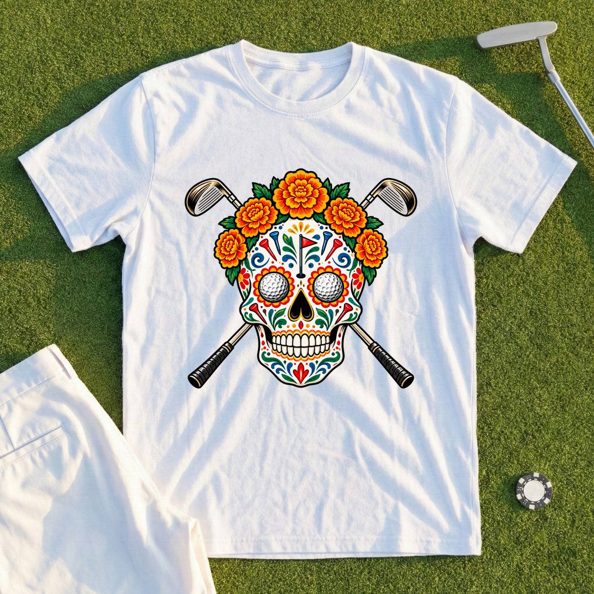 Sugar Skull Golfer Tee