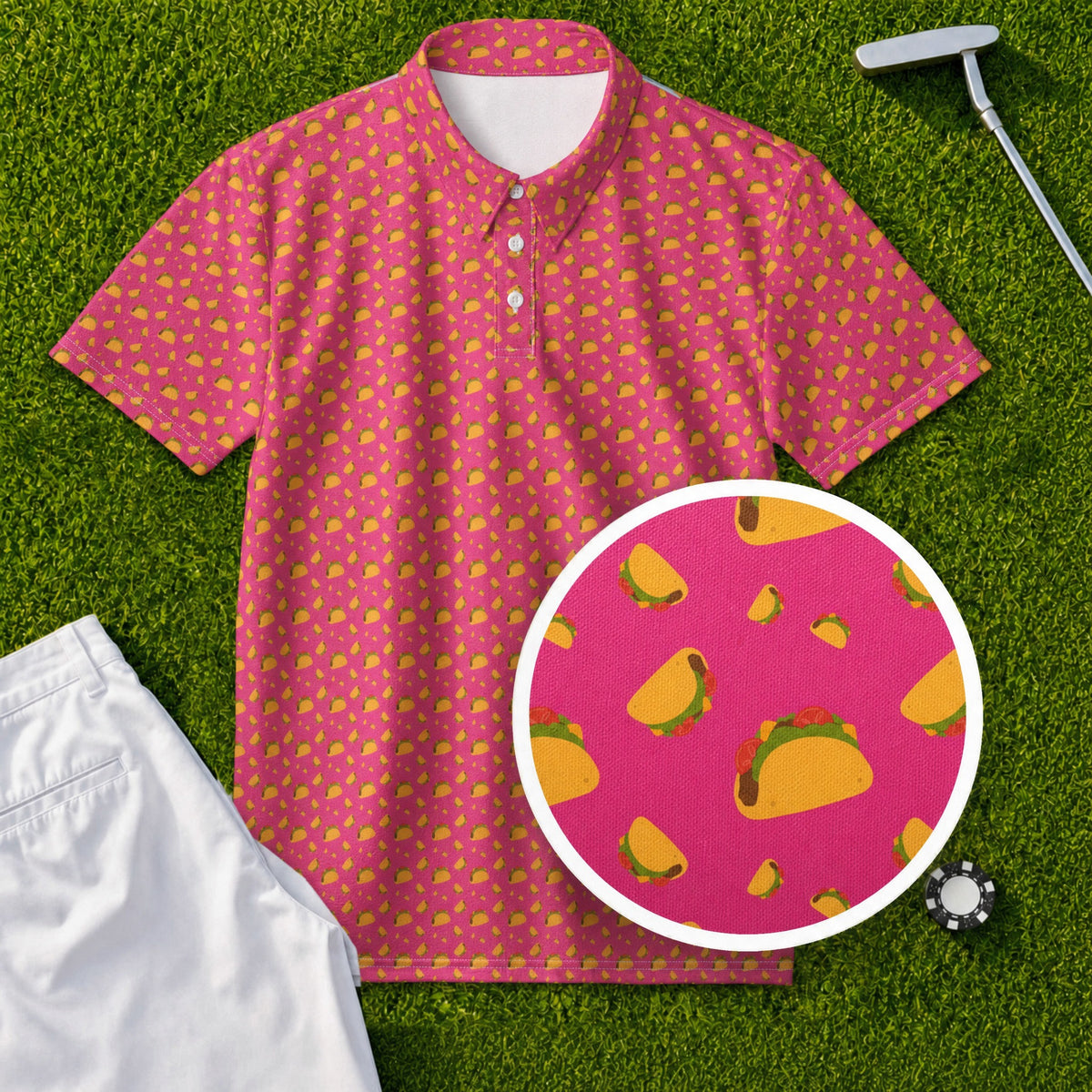 Pink Taco Performance Print Polo