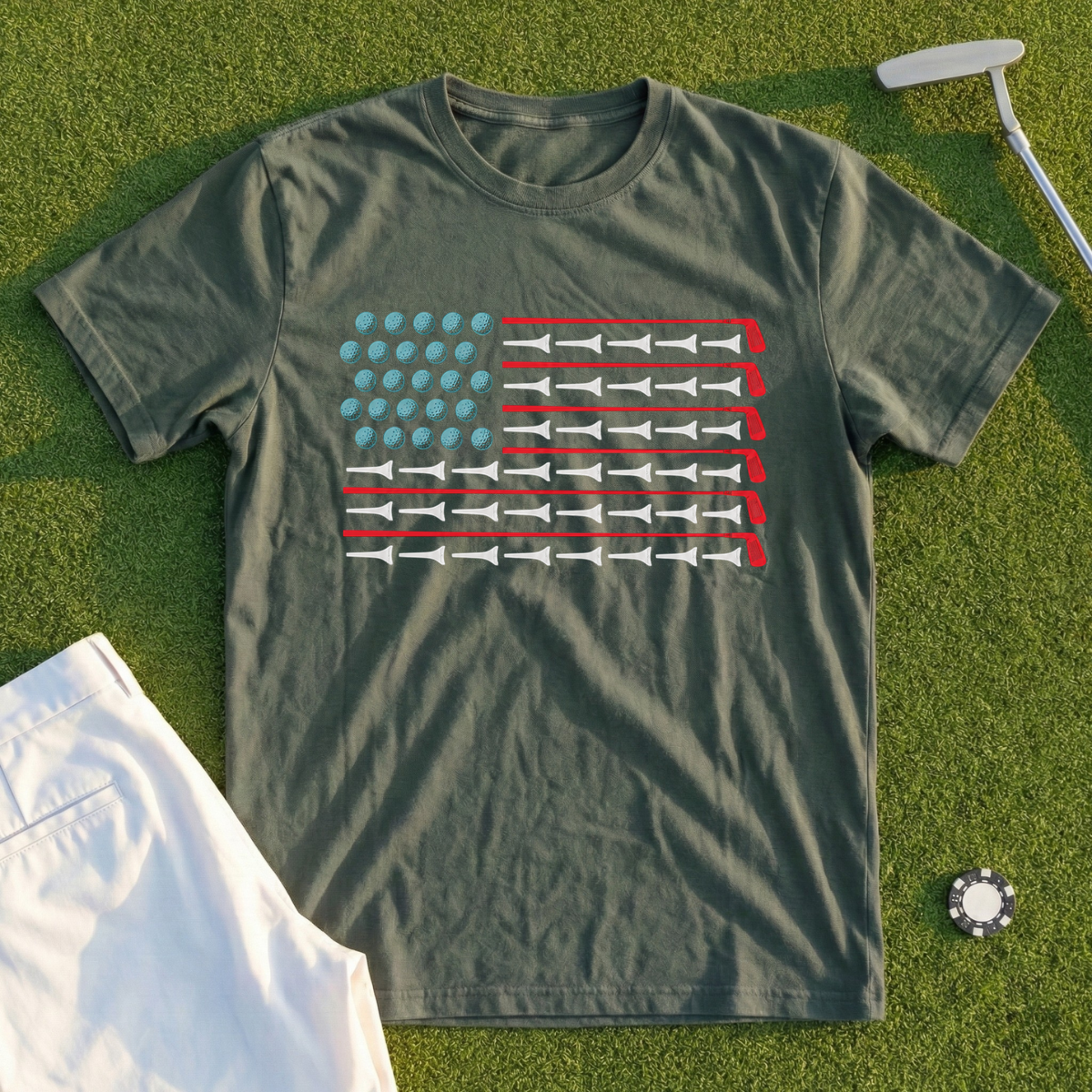 Tees And Irons Flag Tee