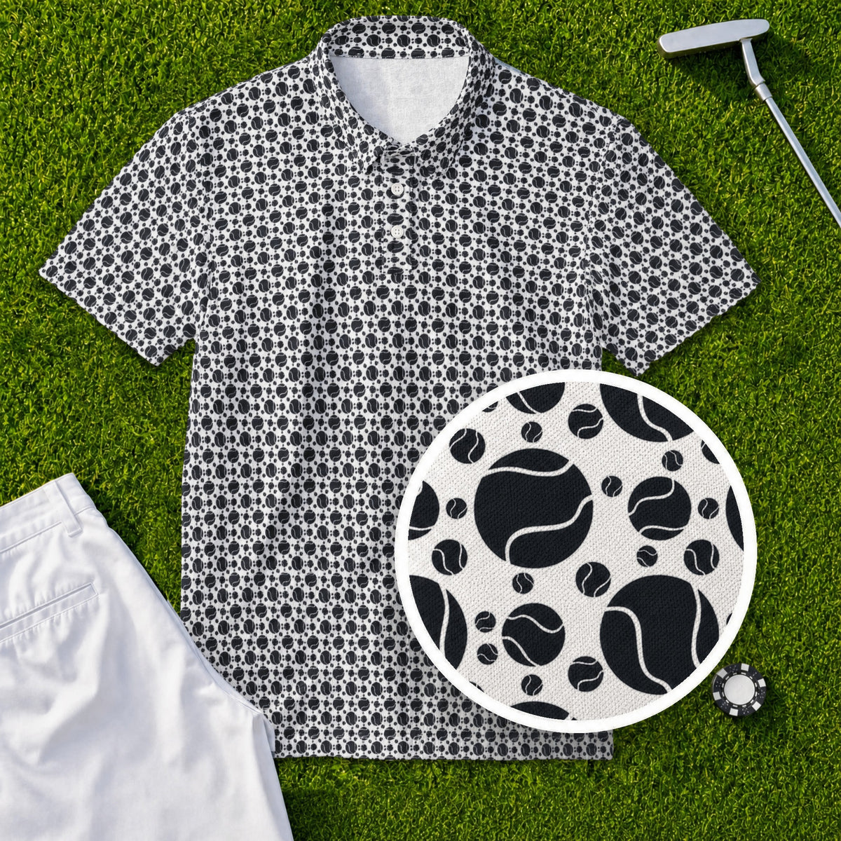 Tennis Balls Performance Print Polo