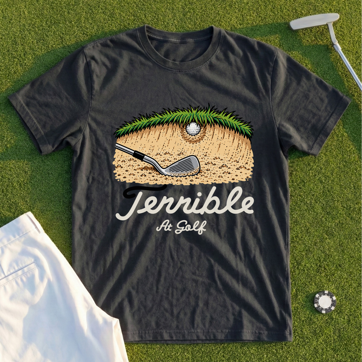 Terrible At Golf Plugged Lie Tee