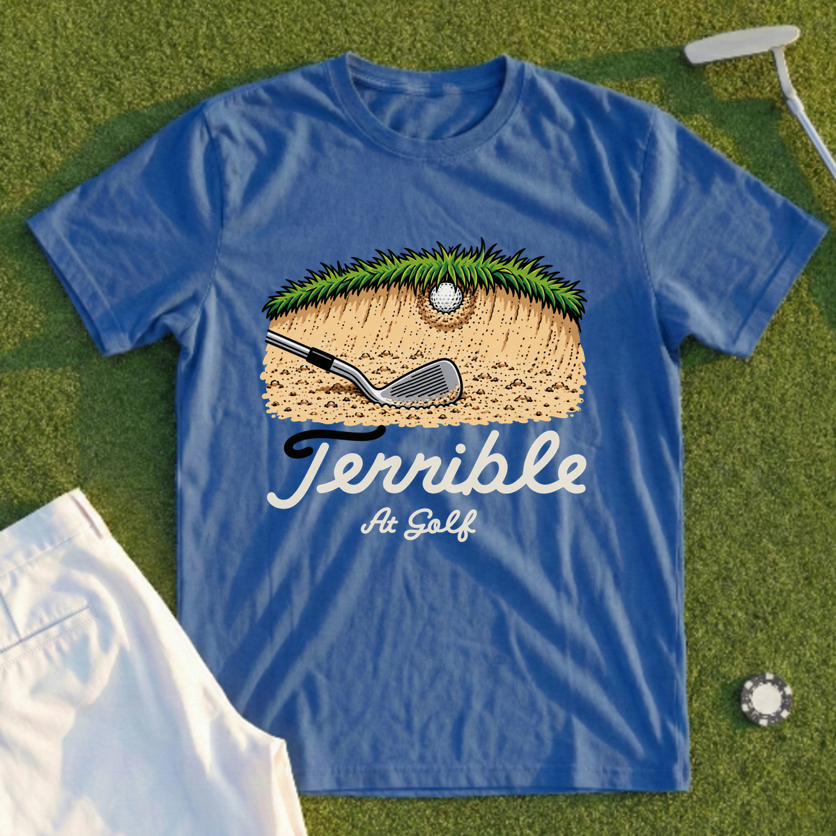 Terrible At Golf Plugged Lie Tee