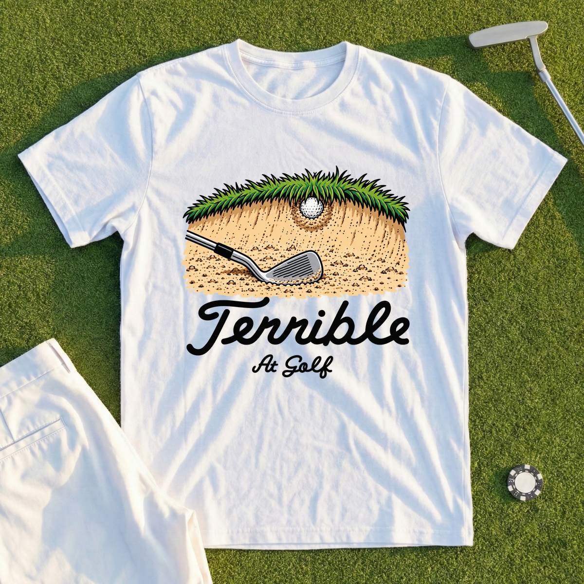 Terrible At Golf Plugged Lie Tee