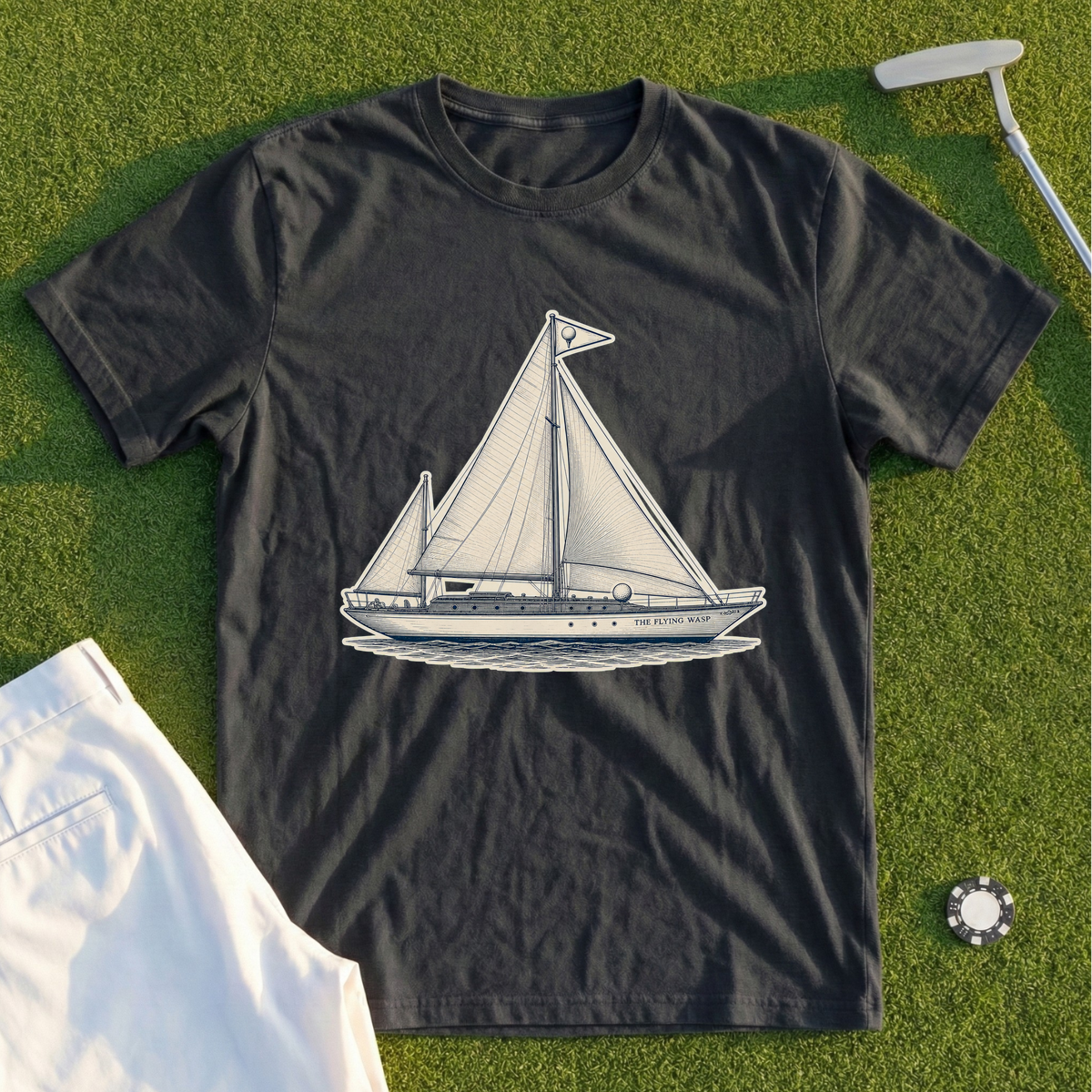 The Flying Wasp, Engraved Yacht Broadside Tee