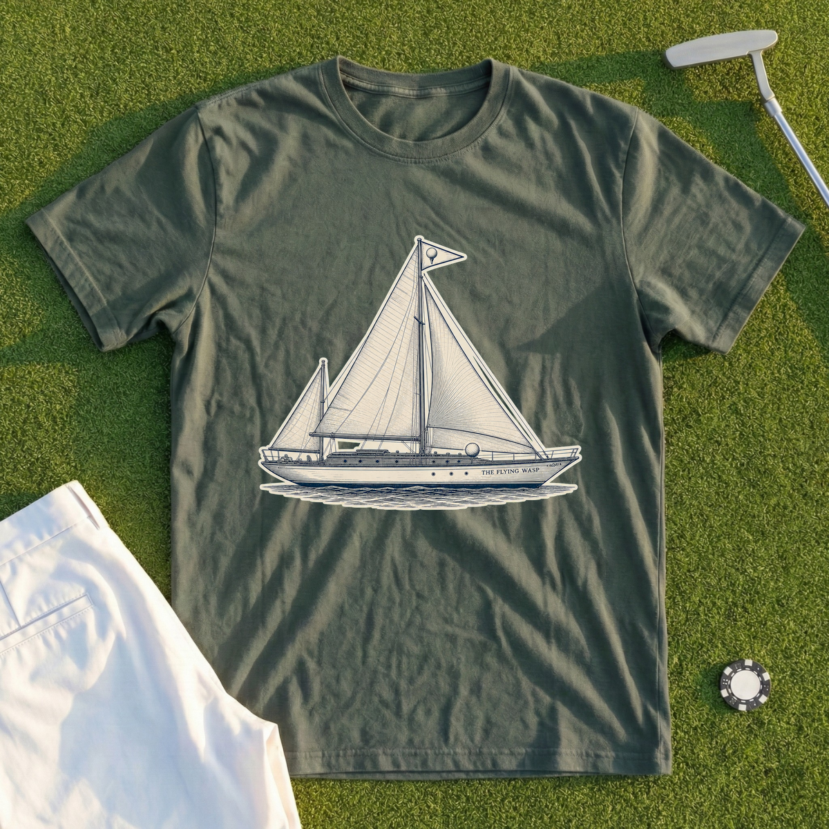 The Flying Wasp, Engraved Yacht Broadside Tee