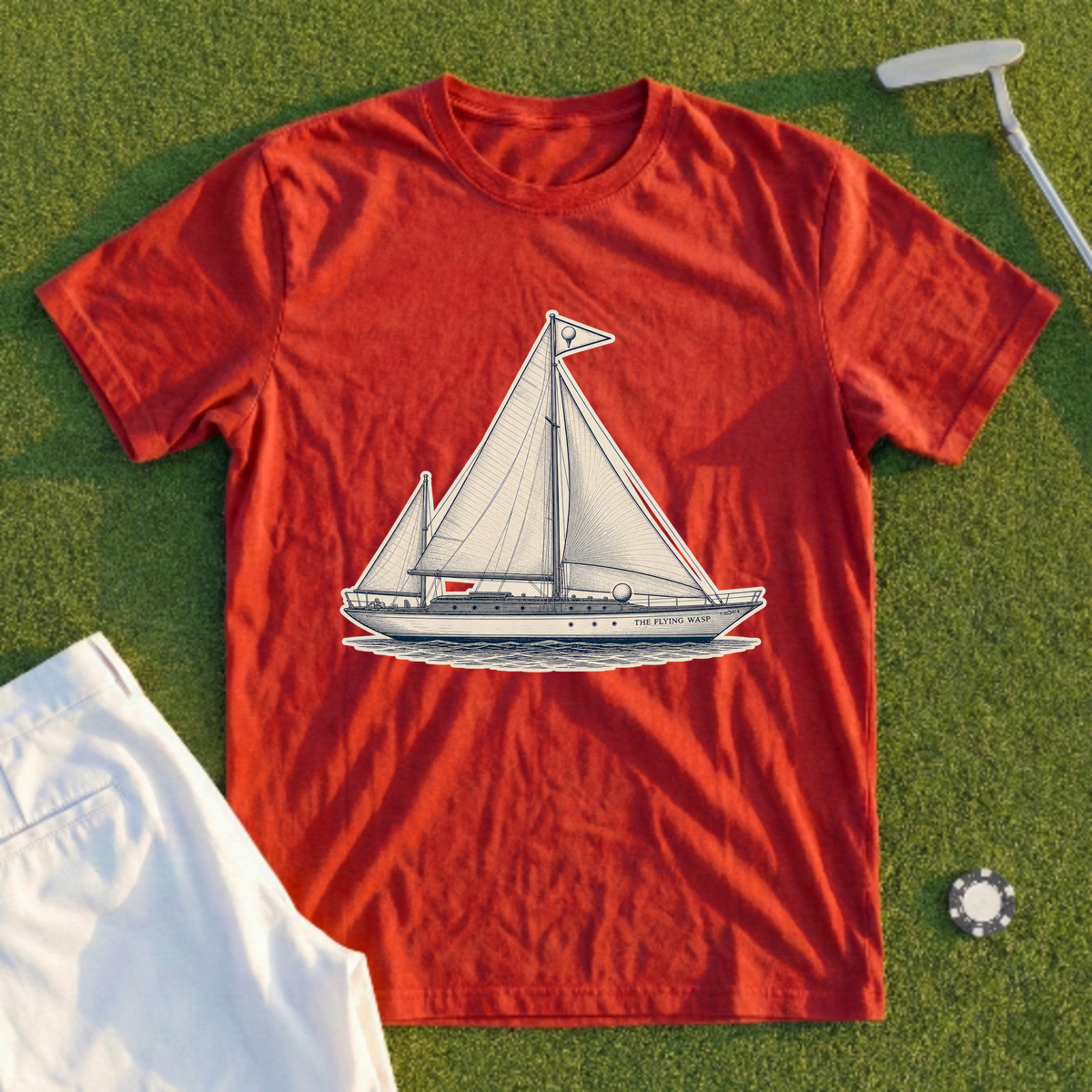 The Flying Wasp, Engraved Yacht Broadside Tee