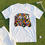 Tie Dye Golf Cart Christmas Lights Tee