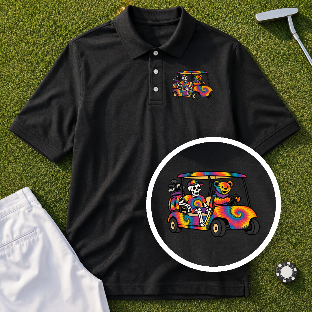 Tie Dye Golf Cart Performance Polo
