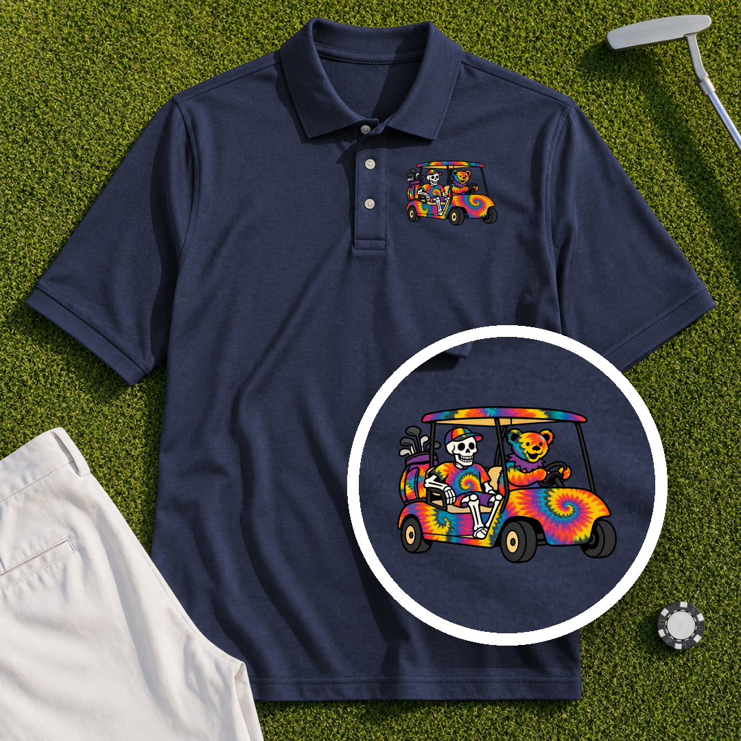 Tie Dye Golf Cart Performance Polo