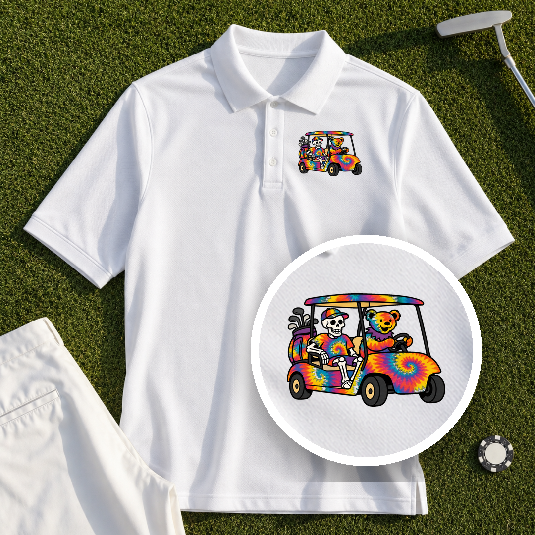 Tie Dye Golf Cart Performance Polo