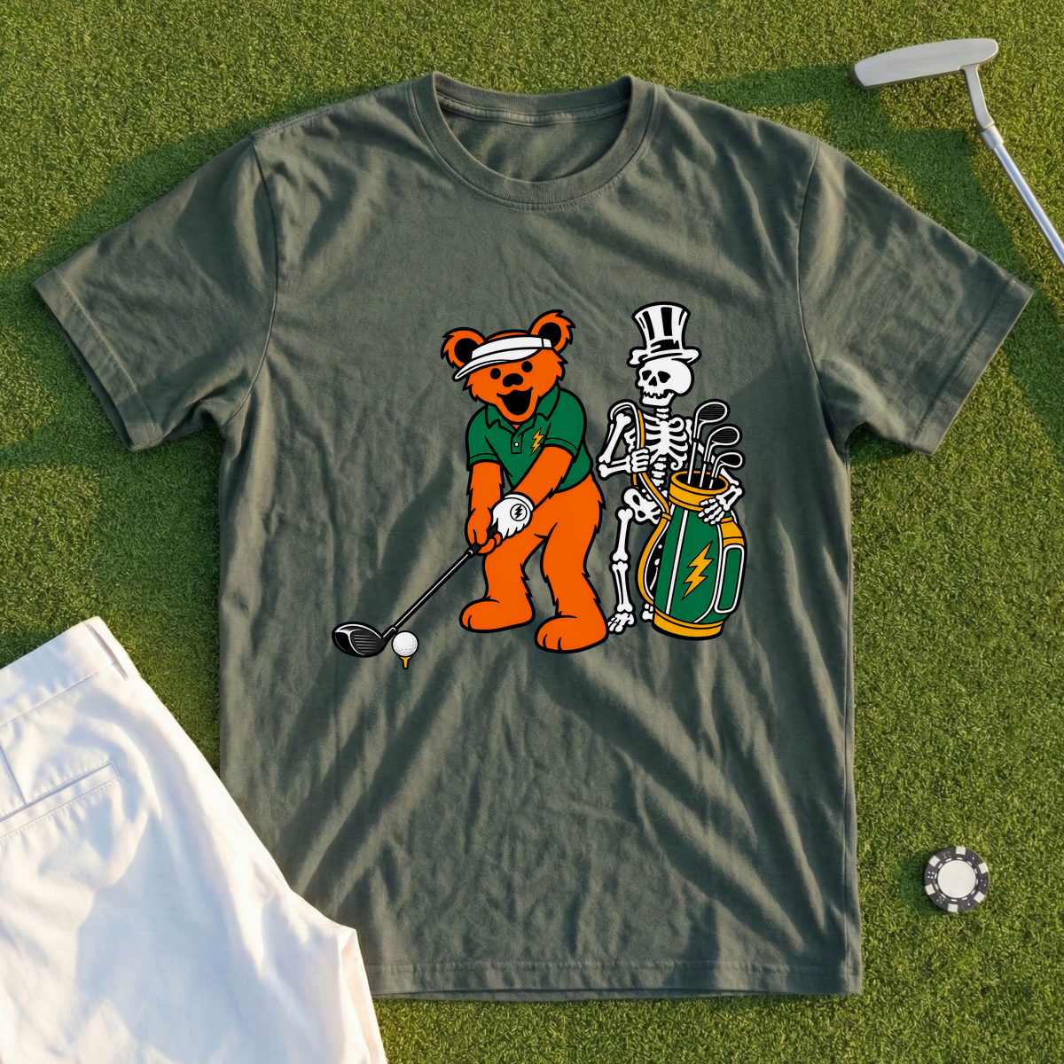 Tour Pro Bear And Caddy Skeleton Tee