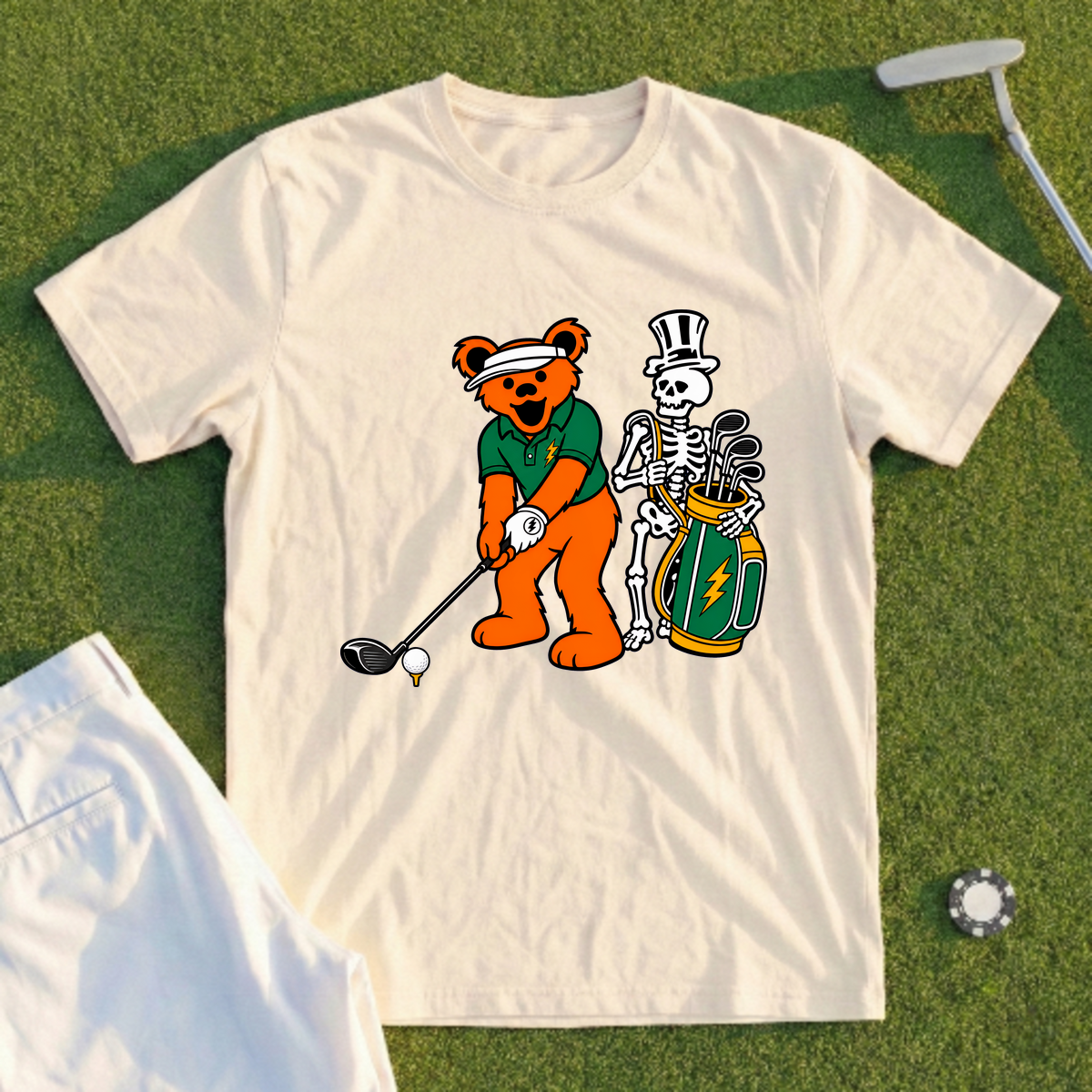 Tour Pro Bear And Caddy Skeleton Tee