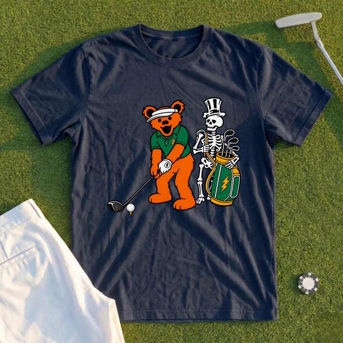 Tour Pro Bear And Caddy Skeleton Tee