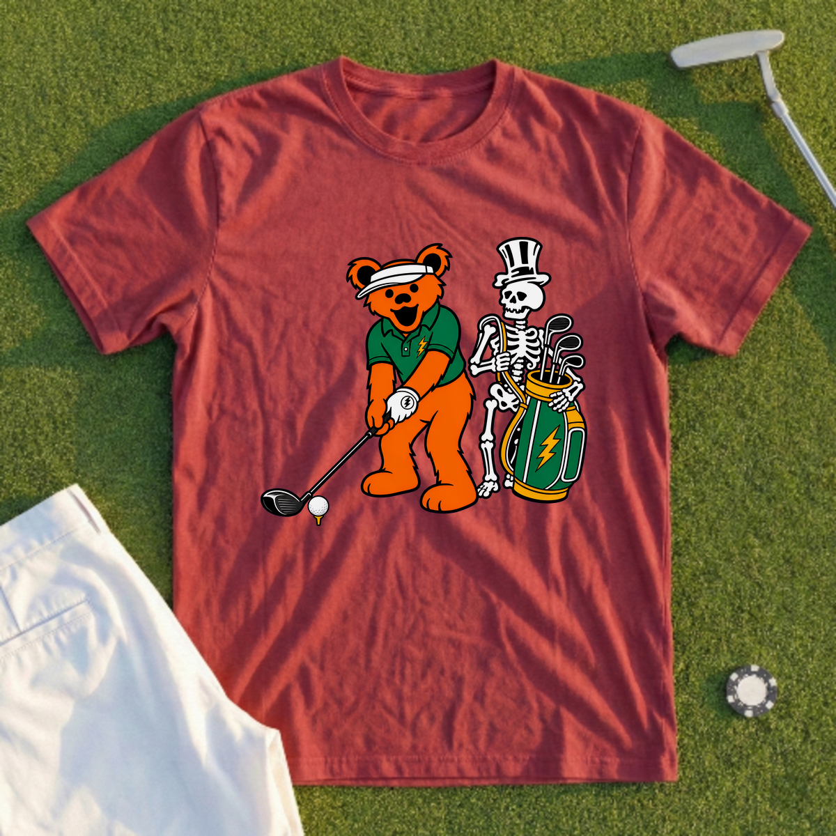 Tour Pro Bear And Caddy Skeleton Tee