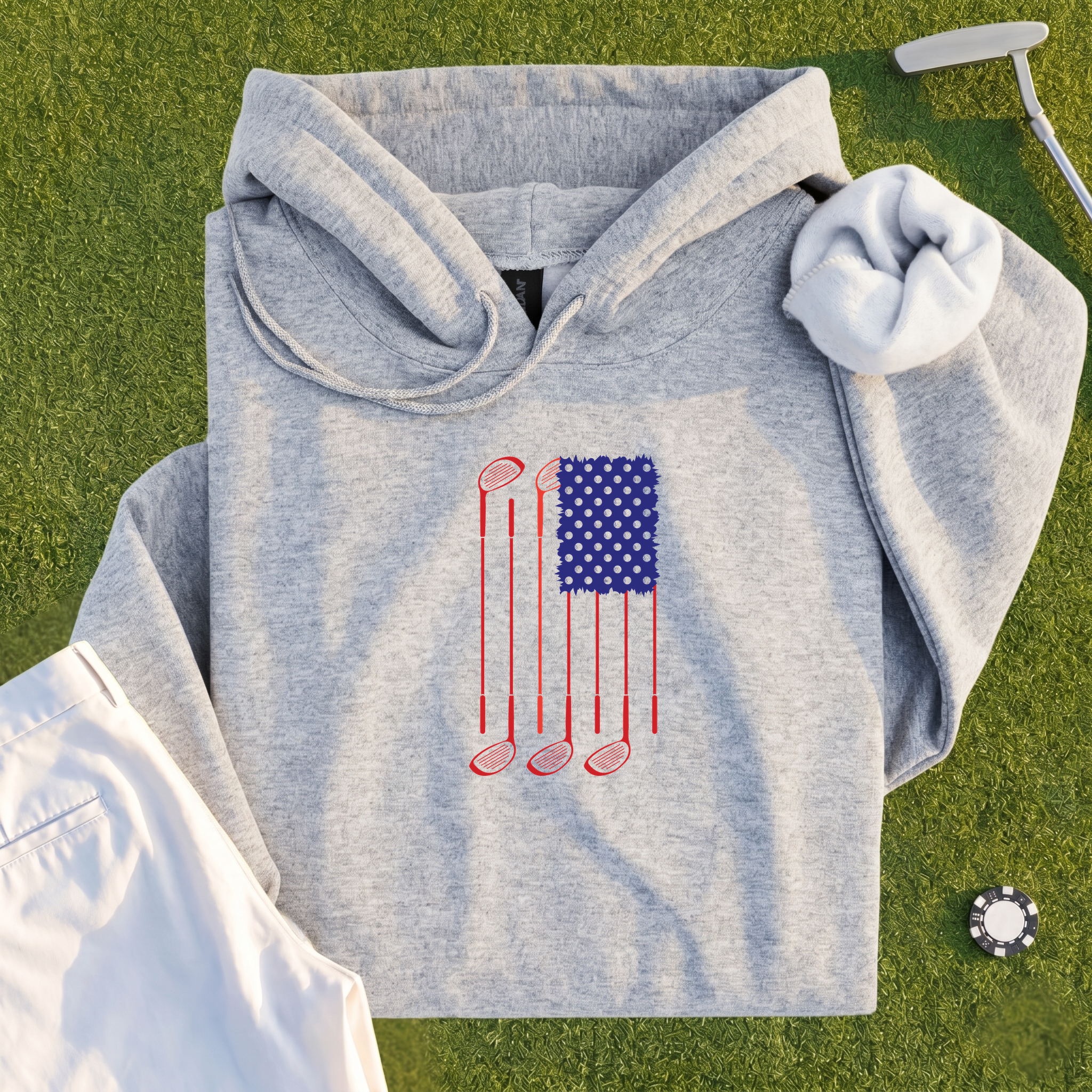 USA Flag Clubs & Balls Hoodie