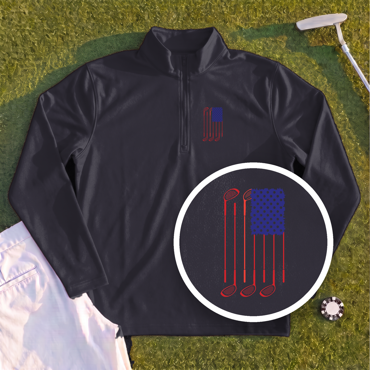 USA Flag Clubs & Balls Quarter Zip