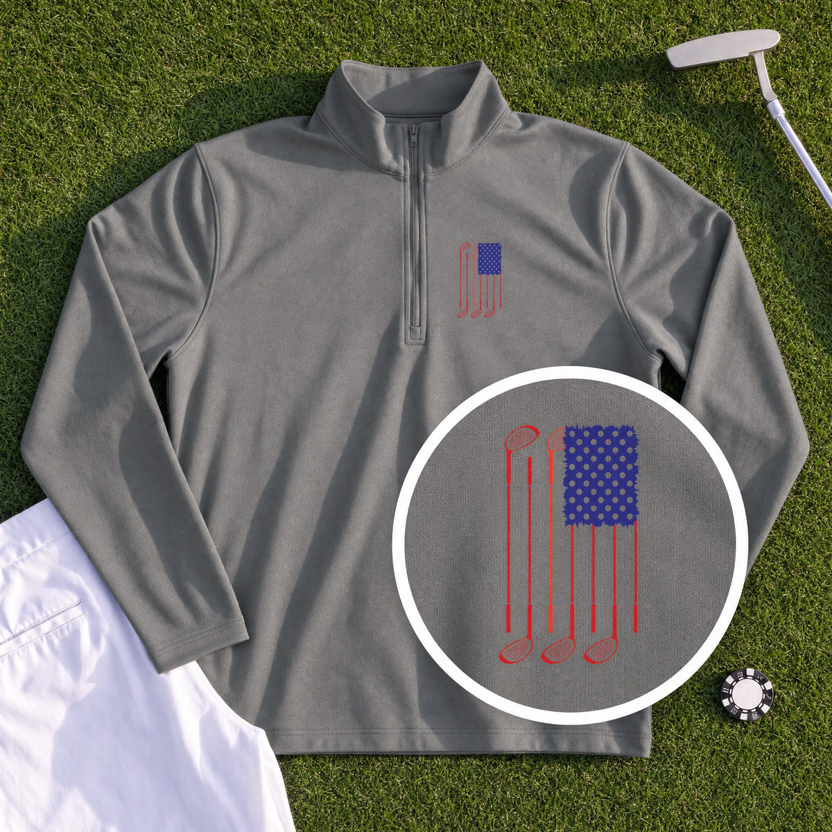 USA Flag Clubs & Balls Quarter Zip