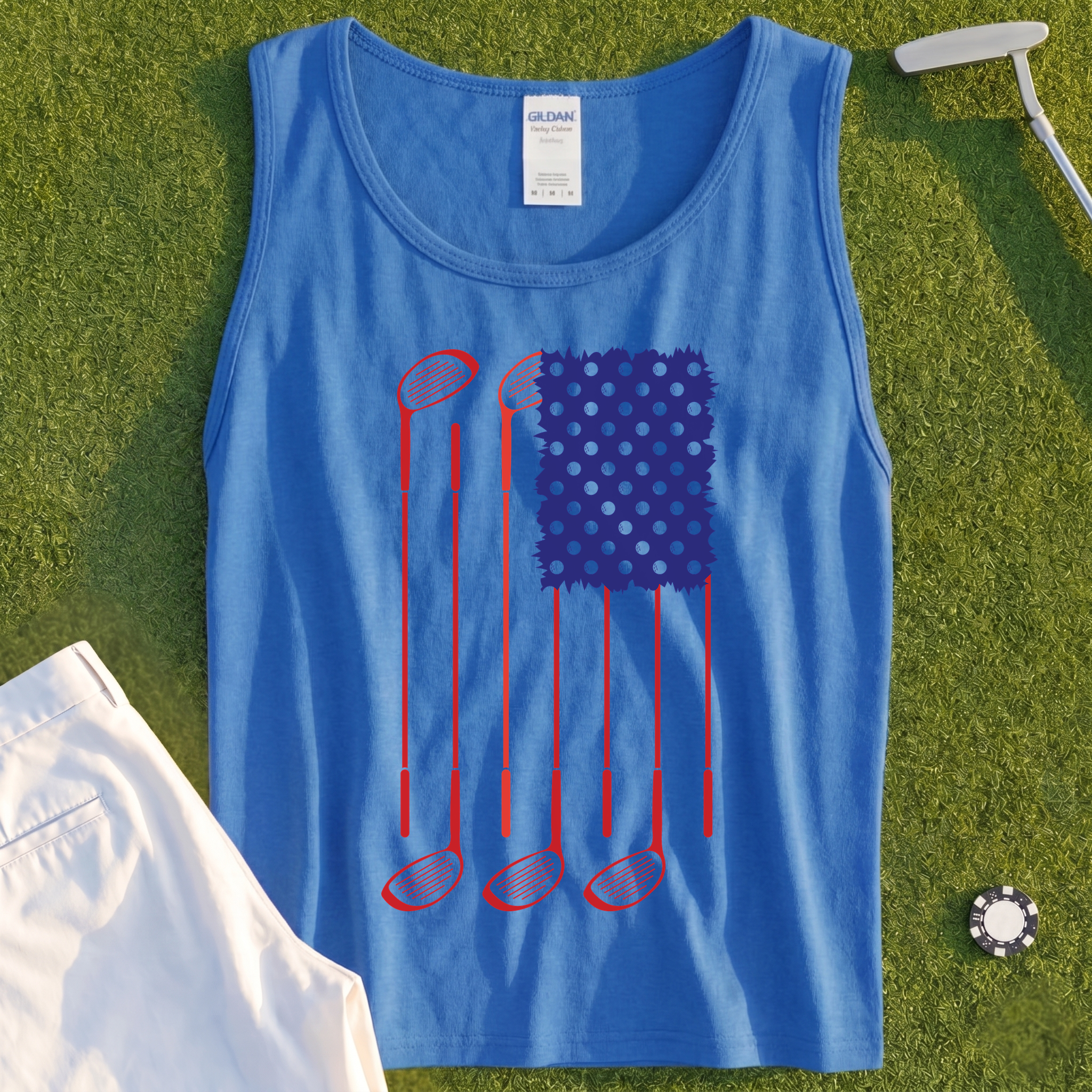 USA Flag Clubs & Balls Tank