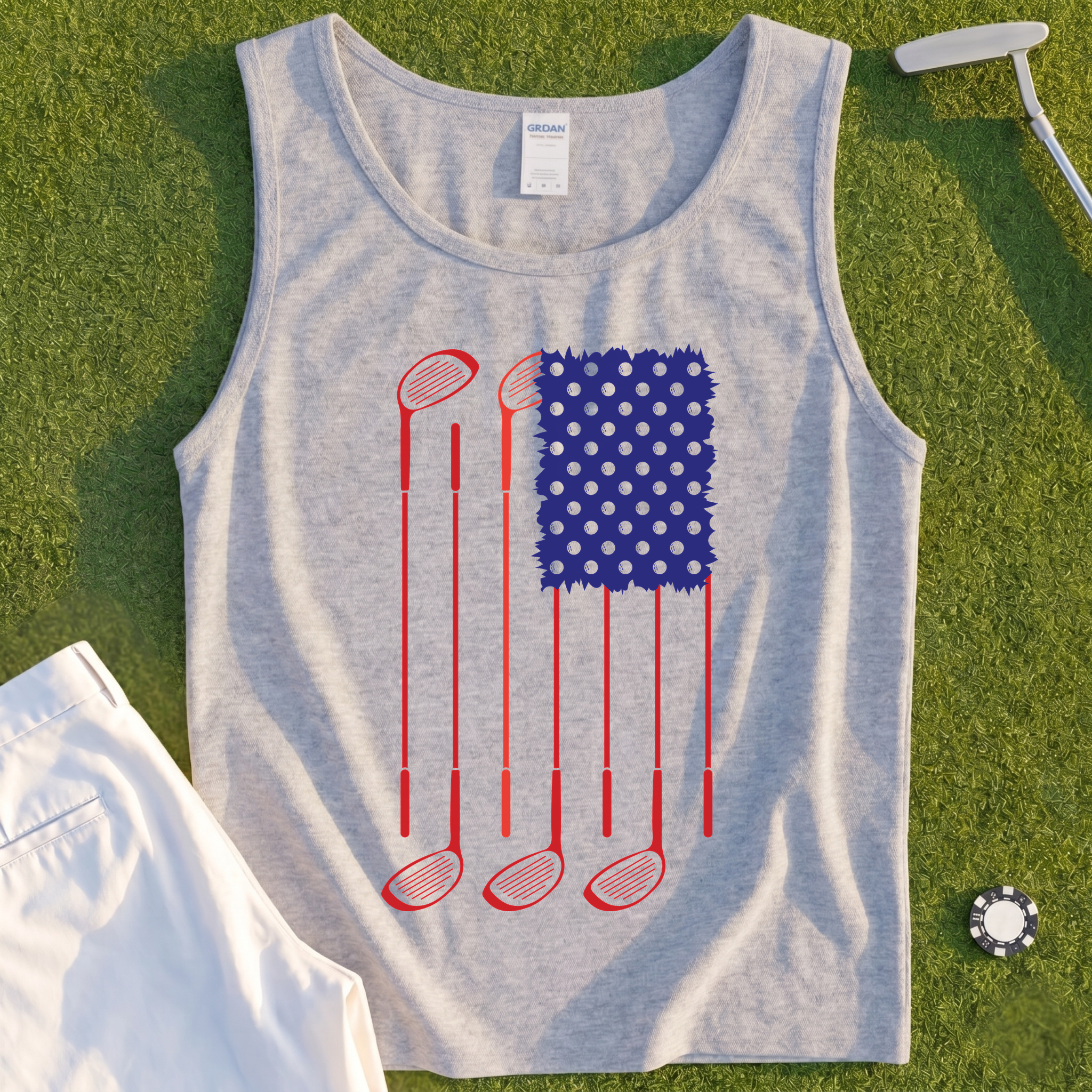 USA Flag Clubs & Balls Tank