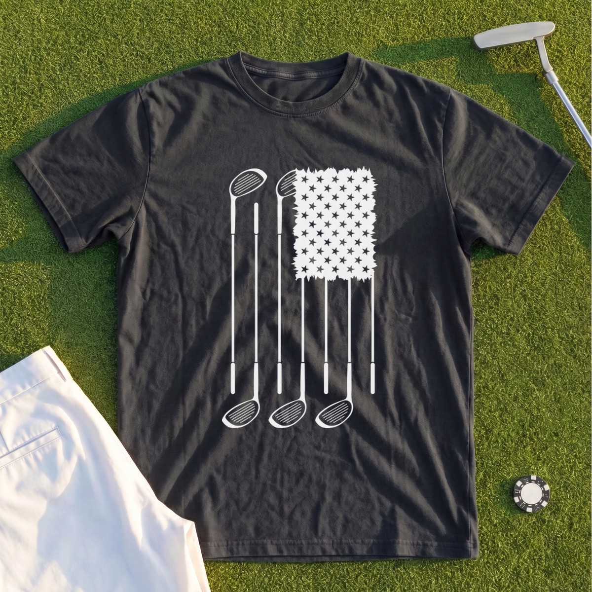 USA Flag Clubs & Stars Premium Tee